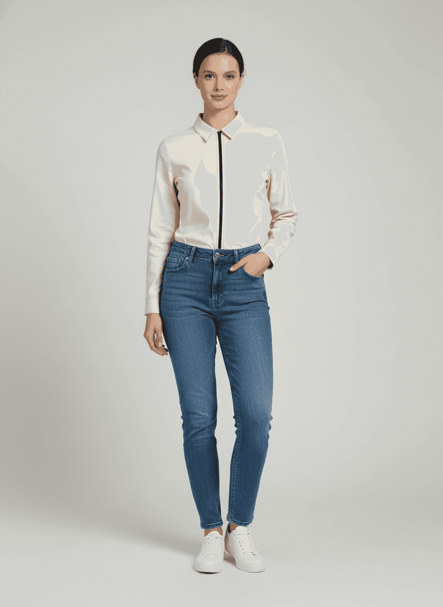 Classic Shirt With Center Zipper 