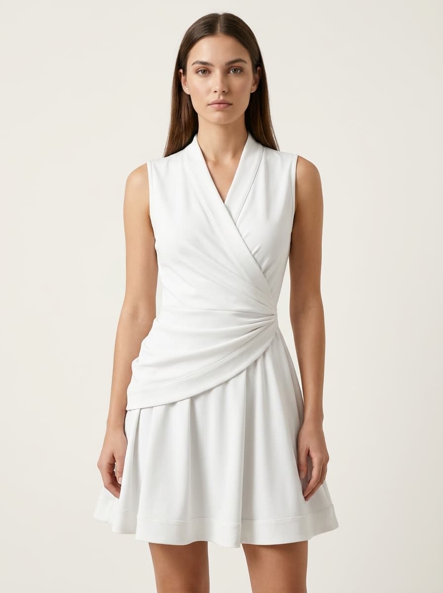 Asymmetric Wrapped Dress With Gathers