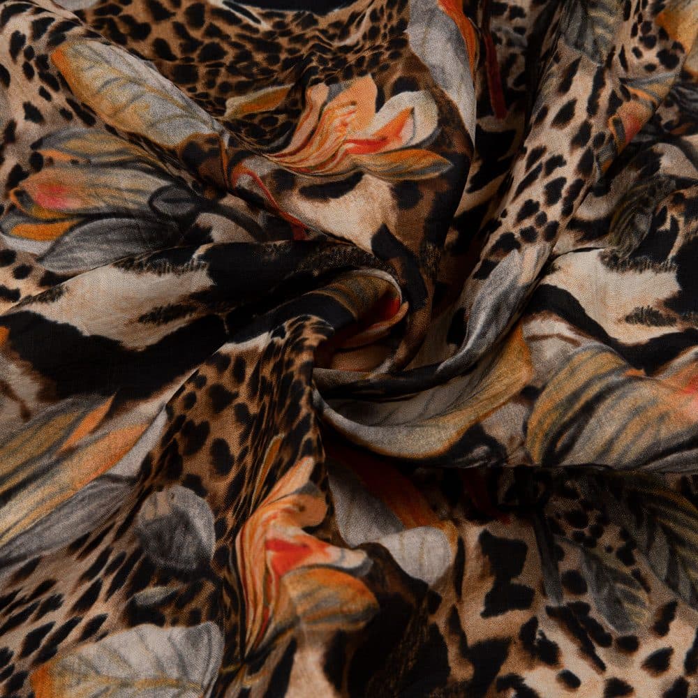 Abstract Multicolor Digital Printed Pure Silk 40 GSM Handwoven Fabric
