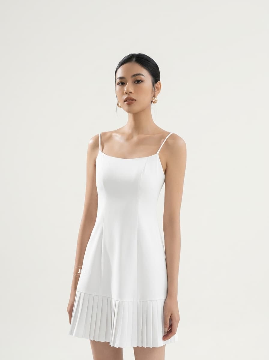 Pleated Slip Dress With Straps