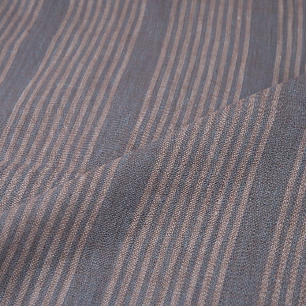 STRIPE GREY BROWN PURE COTTON 62 GSM HANDWOVEN FABRIC