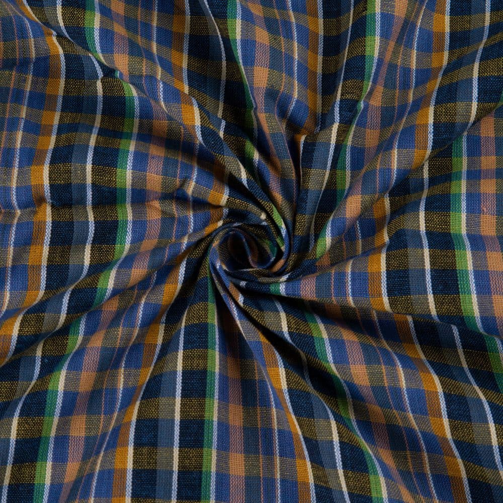 Check Multicolour Pure Cotton 100 GSM Handwoven Fabric 324