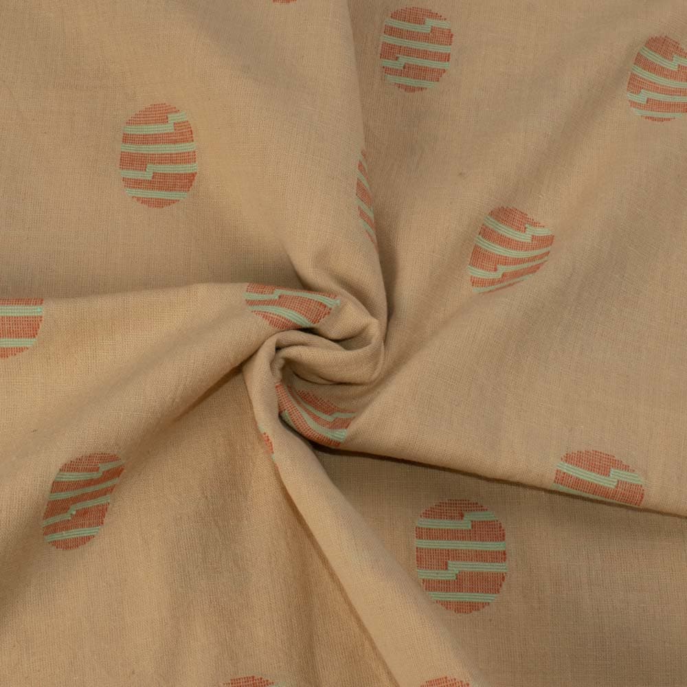 Abstract Brown Jamdani Pure Cotton 115 GSM Handwoven Fabric