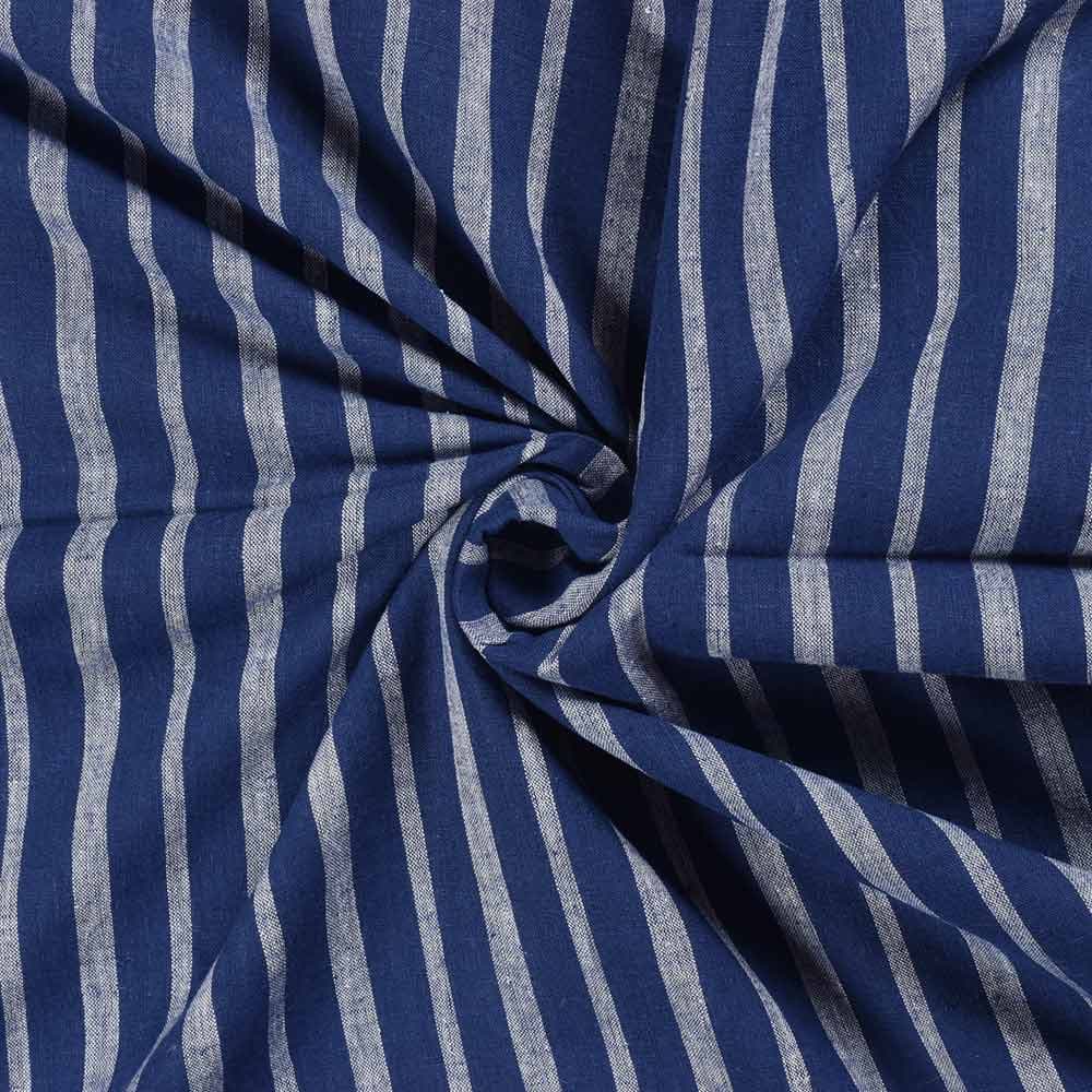 Stripe Dark Blue Pure Cotton 105 GSM Handwoven Fabric