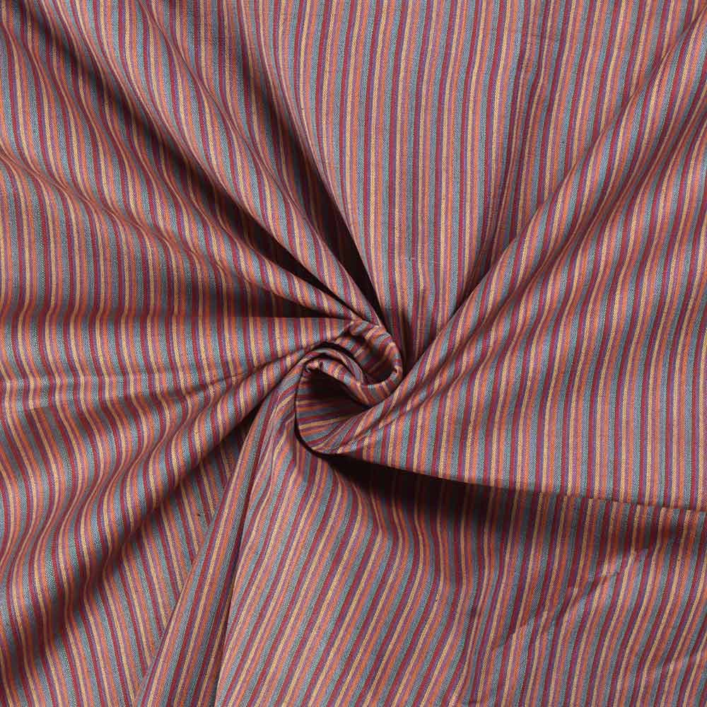 Stripe Pink Multicolour Pure Cotton 73 GSM Handwoven Fabric