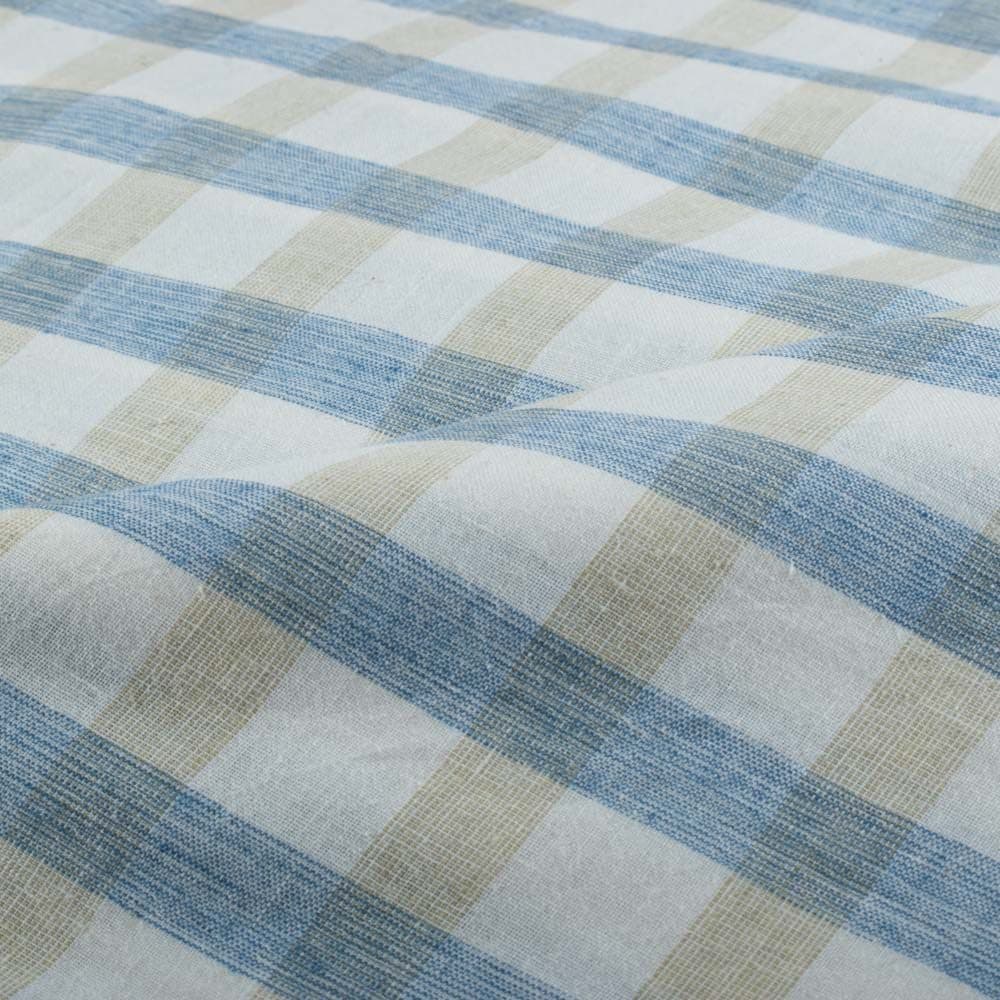 Check White Blue Yellow Pure Cotton 95 GSM Handwoven Fabric 856