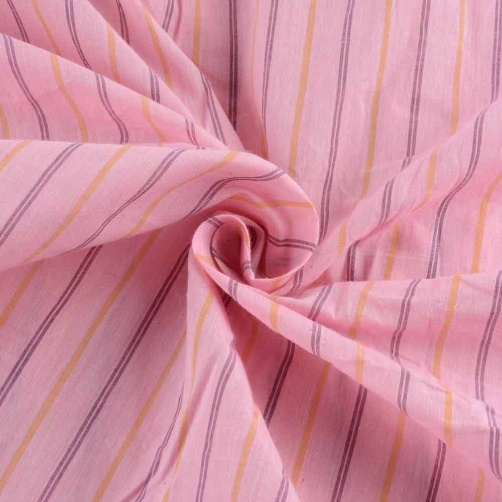 Stripe Pink Pure Cotton 62 GSM Handwoven Fabric