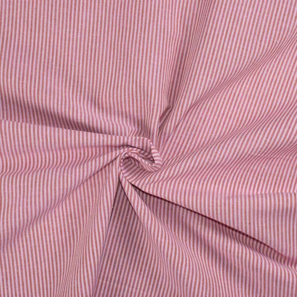 Stripe Brown Pink Khadi Cotton 110 GSM Handwoven Fabric