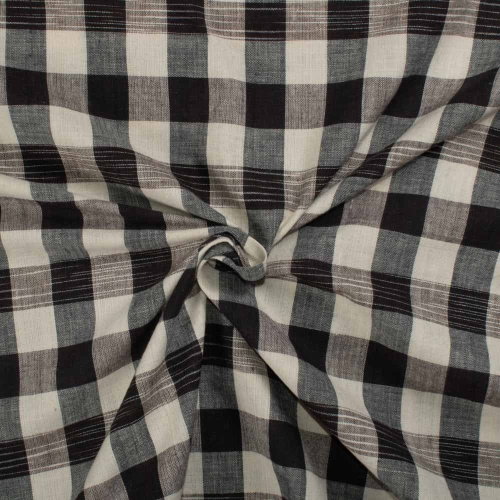 Check Black White Tie Dye Pure Khadi 135 GSM Handwoven Fabric