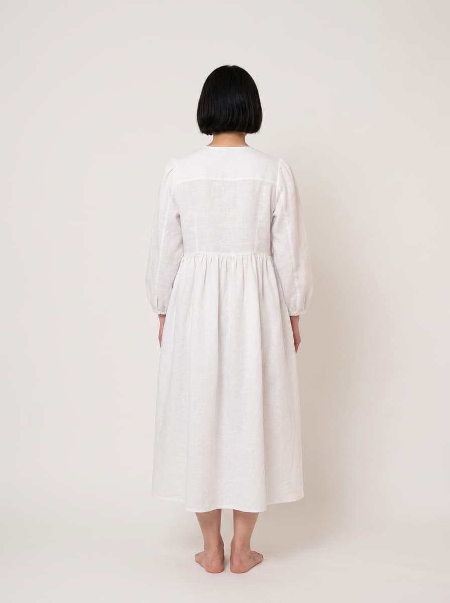 Buttoned & Gathered Lose Midi Dress
