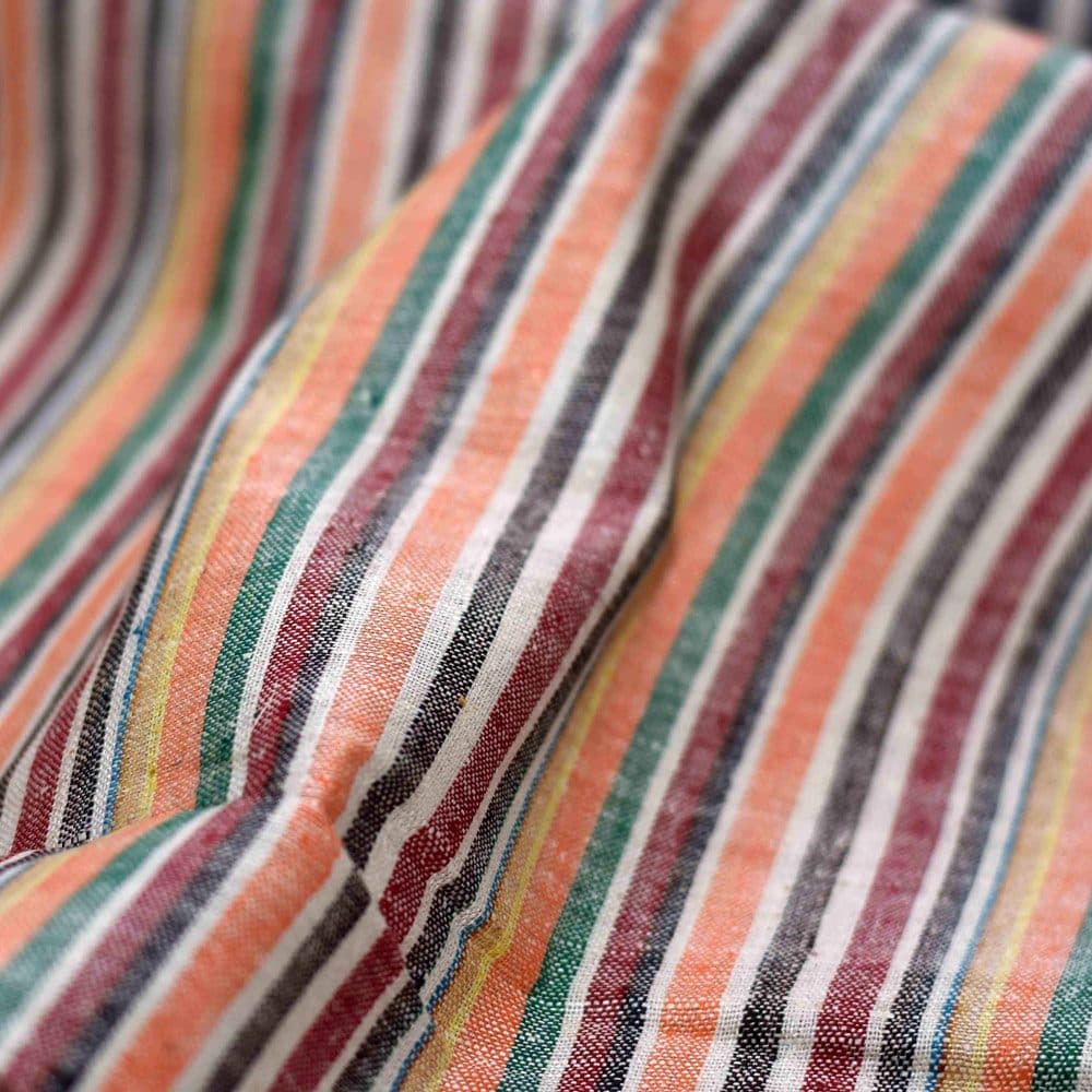 Stripe Multicolour Matka Silk & Cotton Blend 105 GSM Handwoven Fabric
