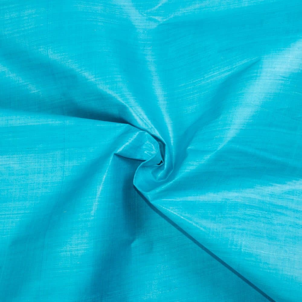 Plain Turquoise Tussar and Matka Silk Blend 78 GSM Handwoven Fabric