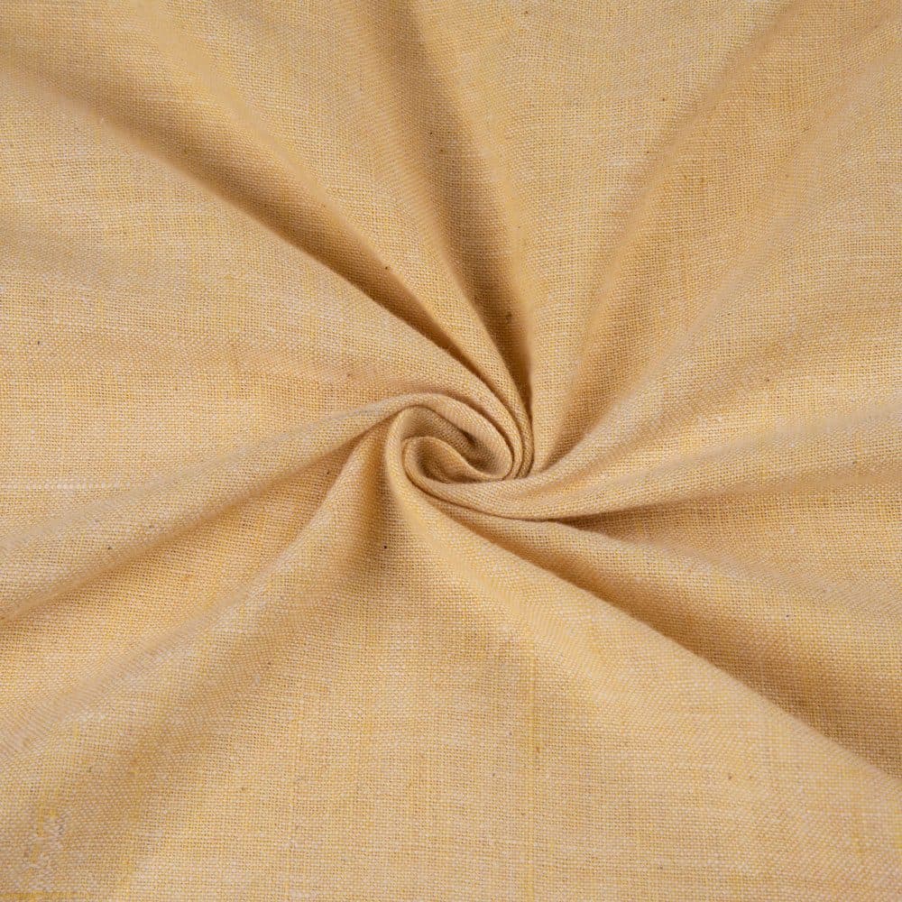 Plain Yellow Khadi 142 GSM Fabric - Handspun & Handwoven H17