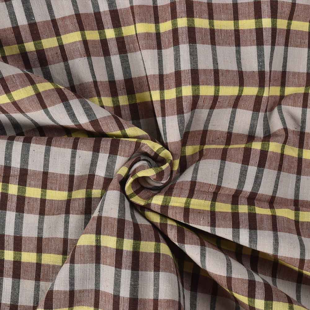 Check Multicolor Khadi Cotton 110 GSM Handwoven Fabric 579
