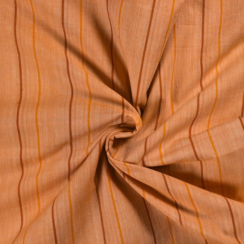 Stripe Light Orange Pure Cotton 61 GSM Handwoven Fabric
