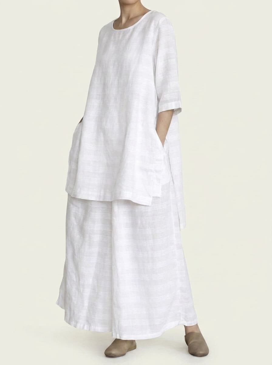 Plain Long Top & Lose Pants Co-ord Set