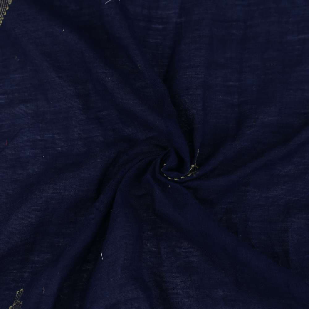 Geometric Midnight Blue Jamdani Pure Cotton 55 GSM Fabric