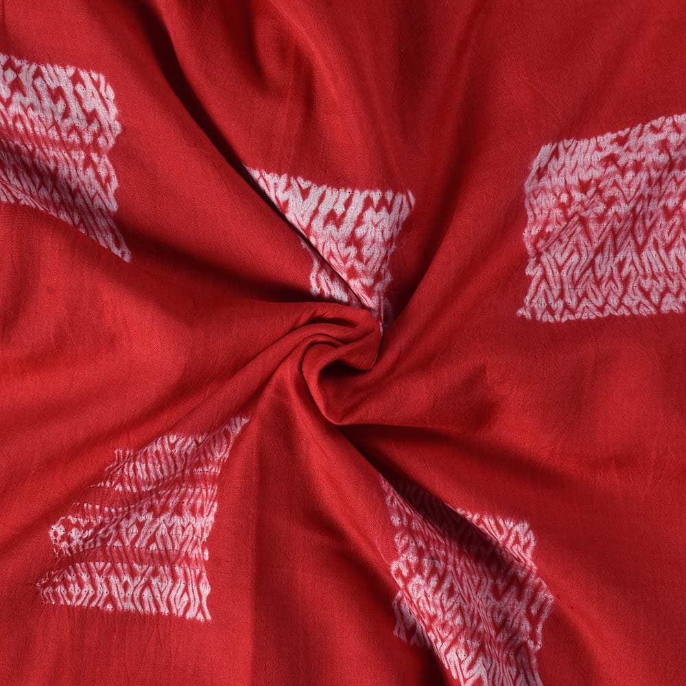 Abstract Red Shibori 90 GSM Mercerised Cotton Fabric