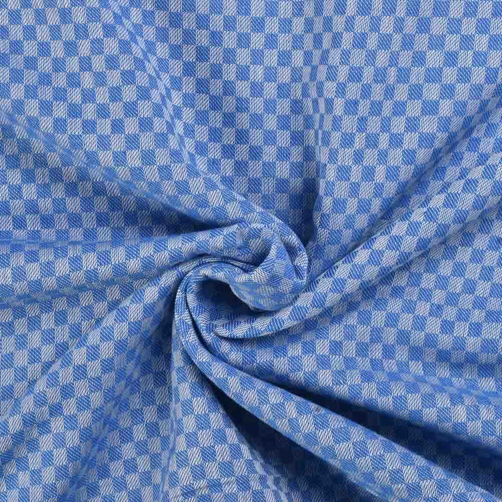 Check Blue & White Twill Pure Cotton 100 GSM Handwoven Fabric