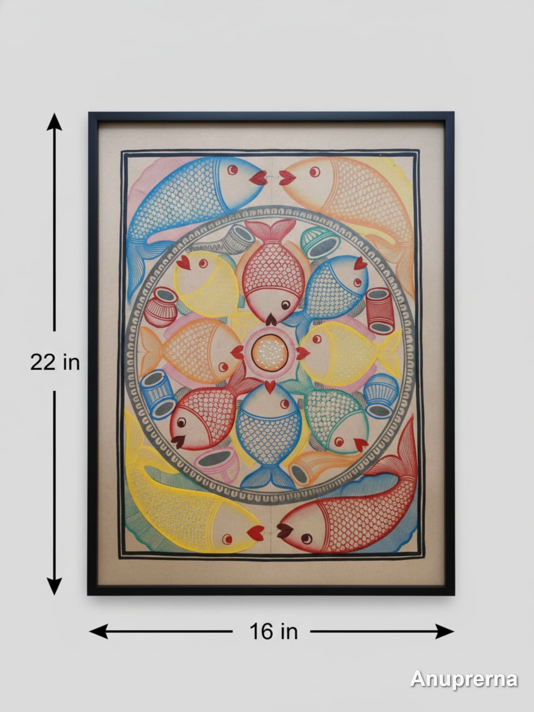 Fishes Within a Circle Pattachitra Wall Art