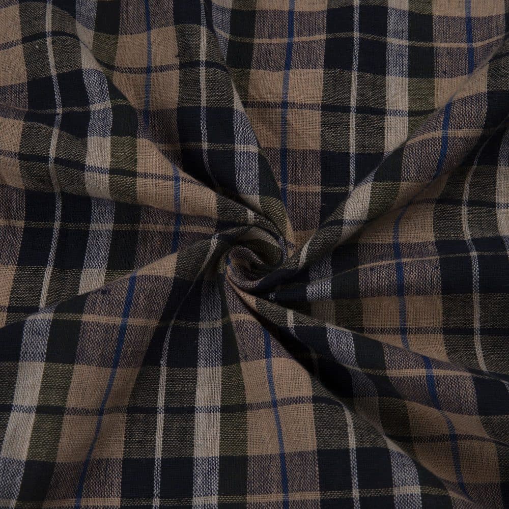 Check Brown & Black Pure Cotton 92 GSM Handwoven Fabric 283