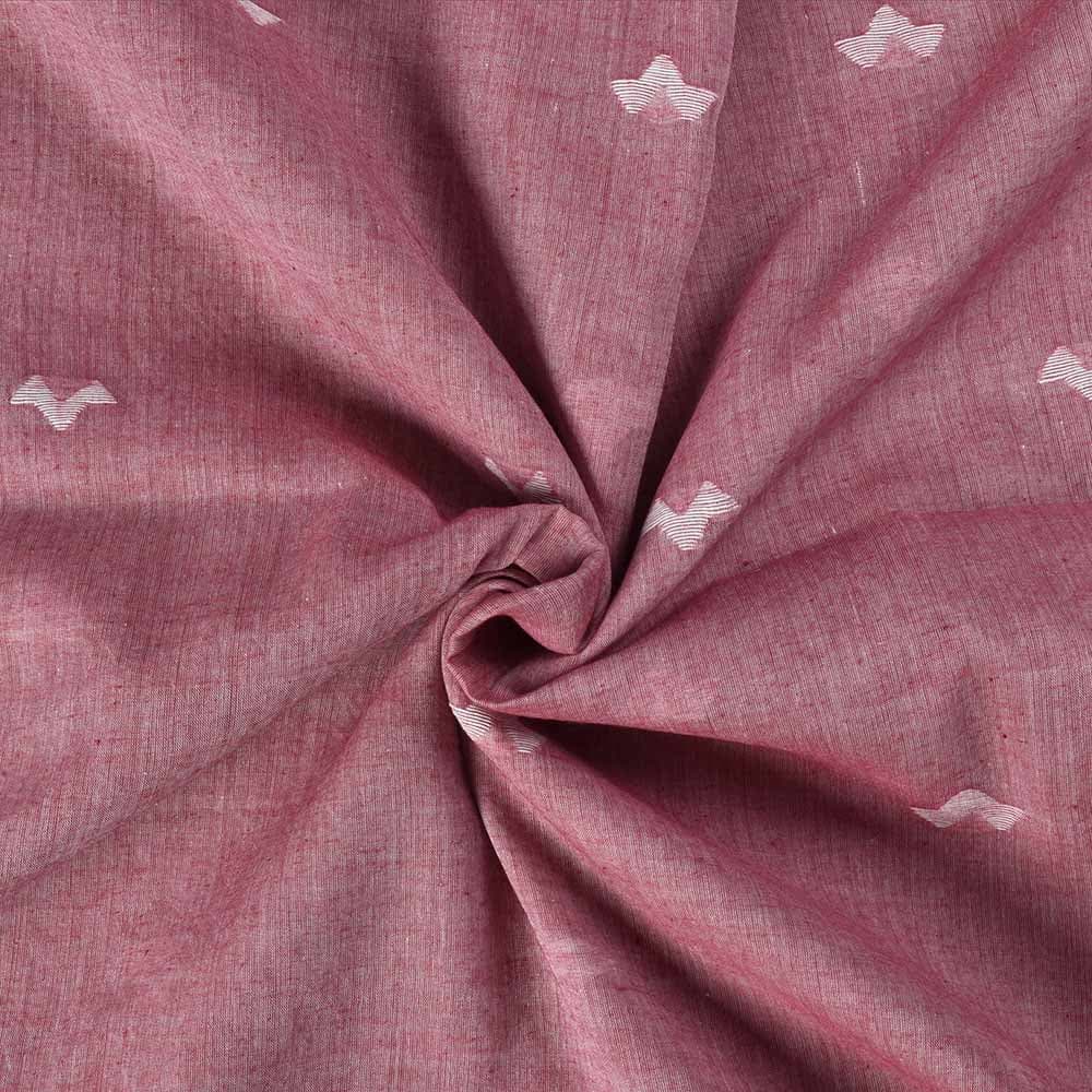 Geometric Maroon Jamdani Pure Cotton 55 GSM Handwoven Fabric 311