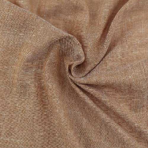 Chambray Light Brown Khadi Cotton 92 GSM Handwoven Fabric