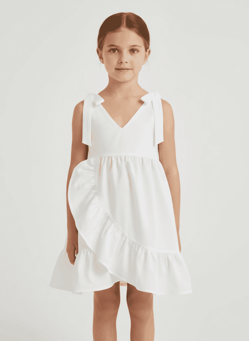 Shoulder Bow Ties Ruffled Asymmetric Dress