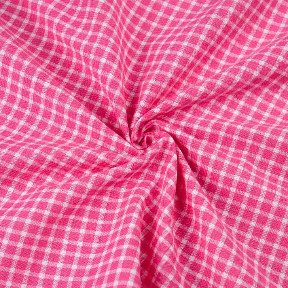 Check Pink & White Pure Cotton 107 GSM Handwoven Fabric