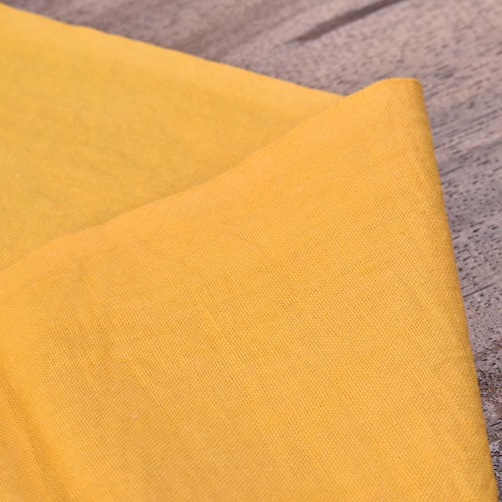 Plain Yellow Khadi Cotton 95 GSM Handwoven Fabric