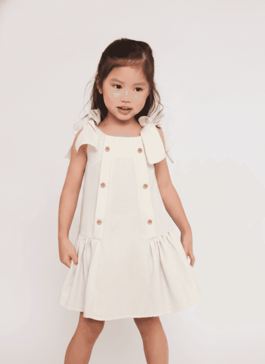Shoulder Bows & Buttoned Dress