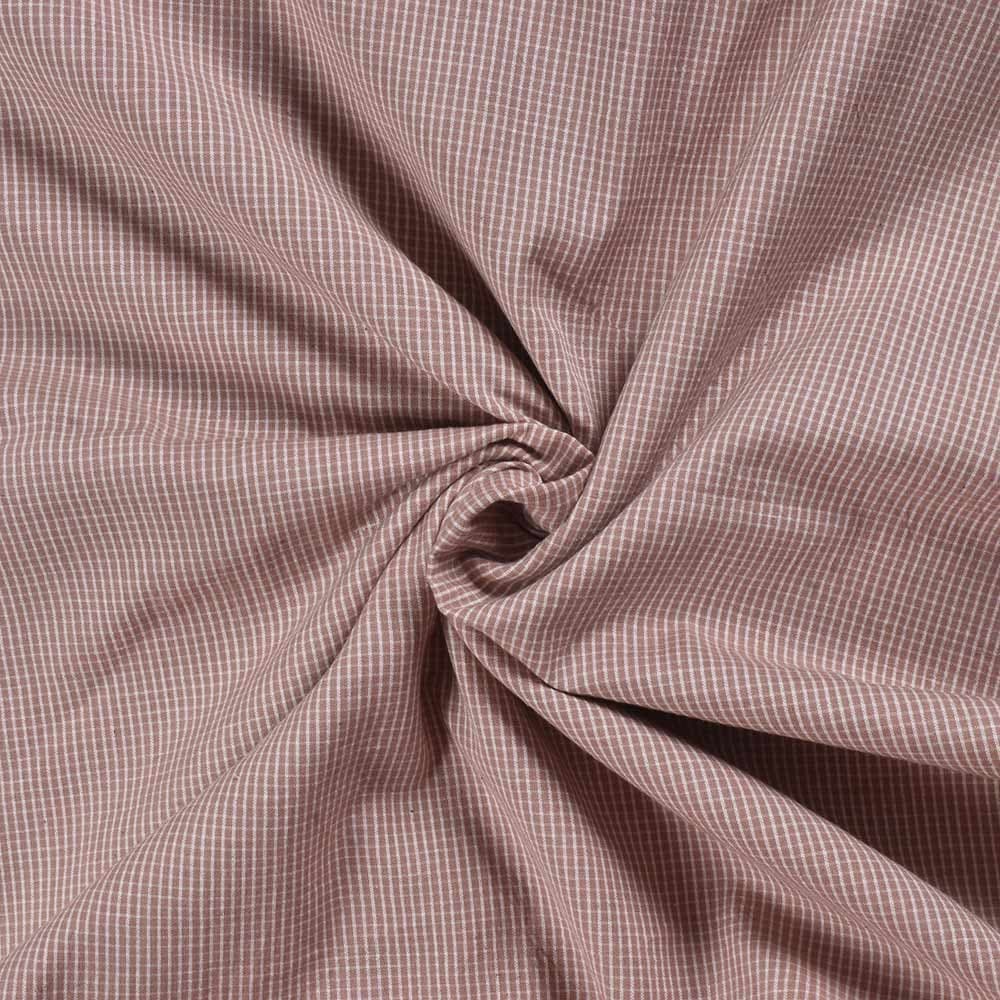 Check Brown Pure Cotton 93 GSM Handwoven Fabric D8
