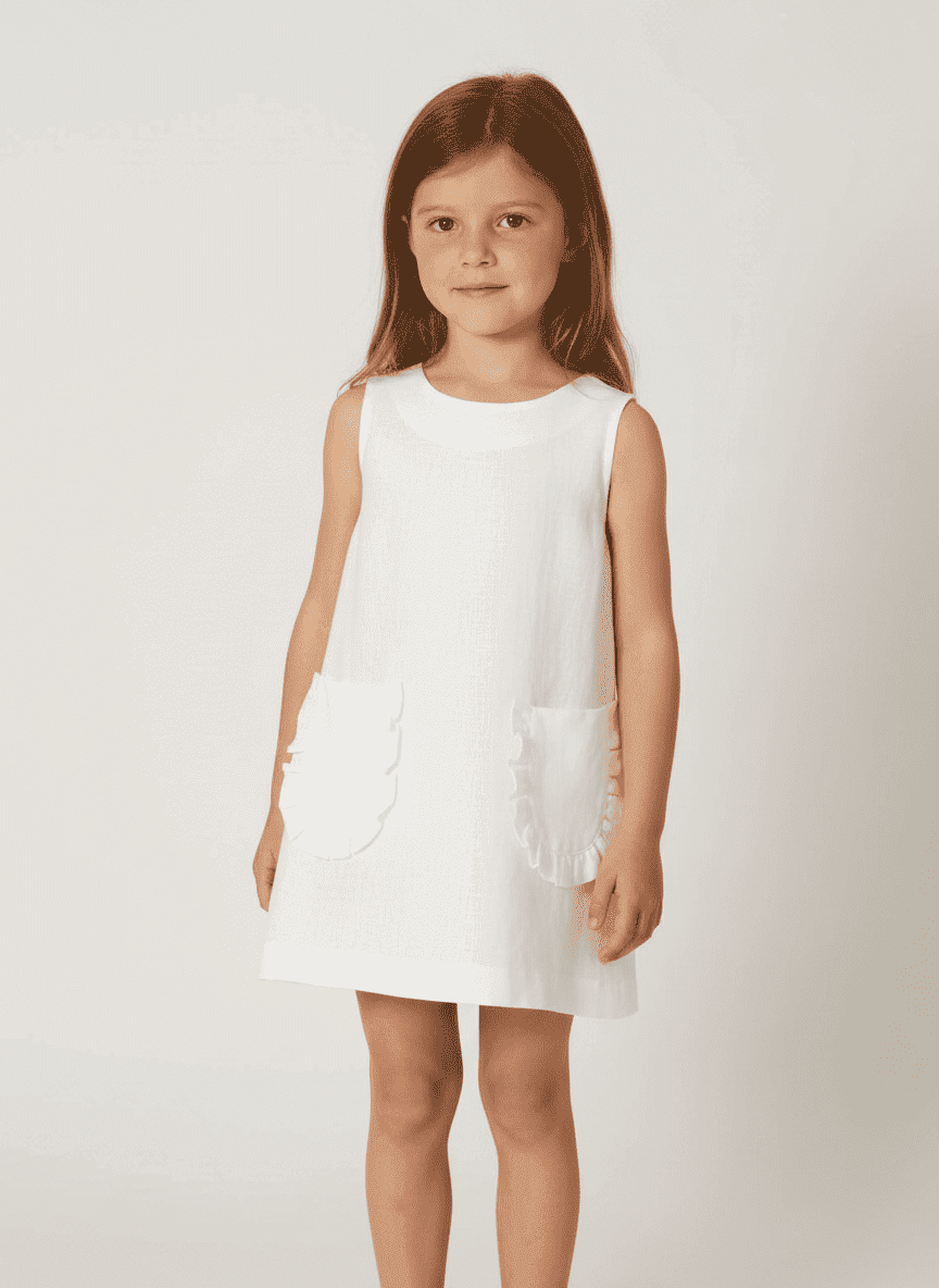 Ruffle Pockets Kids Dress