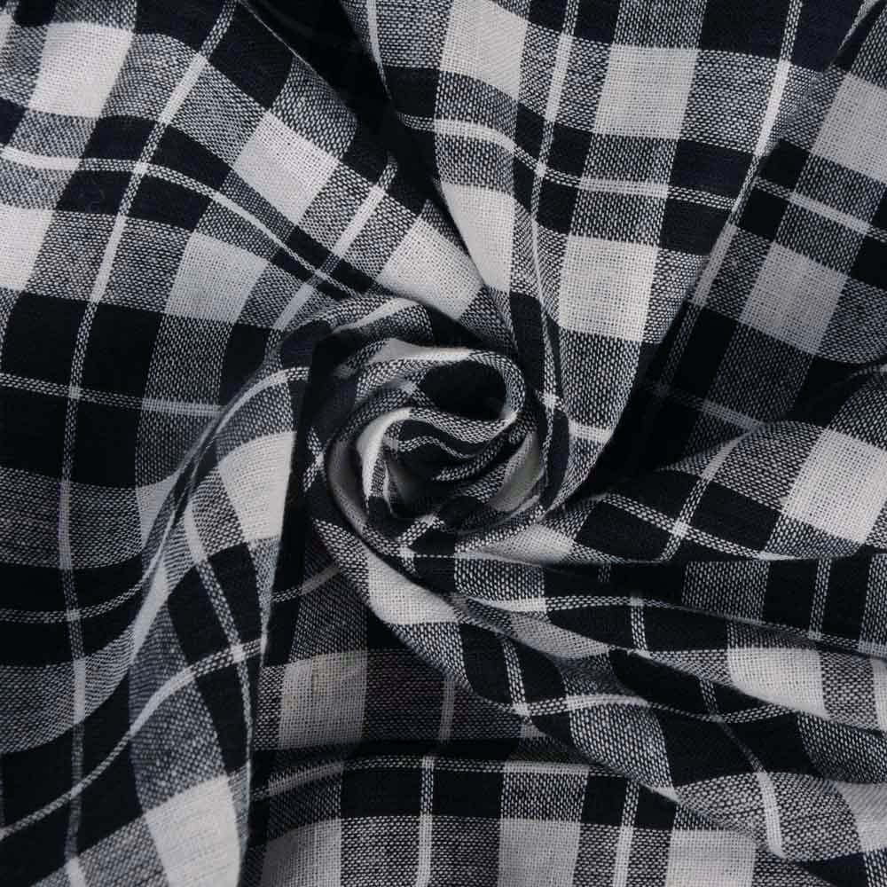 Check Black & White Pure Cotton 100 GSM Handwoven Fabric