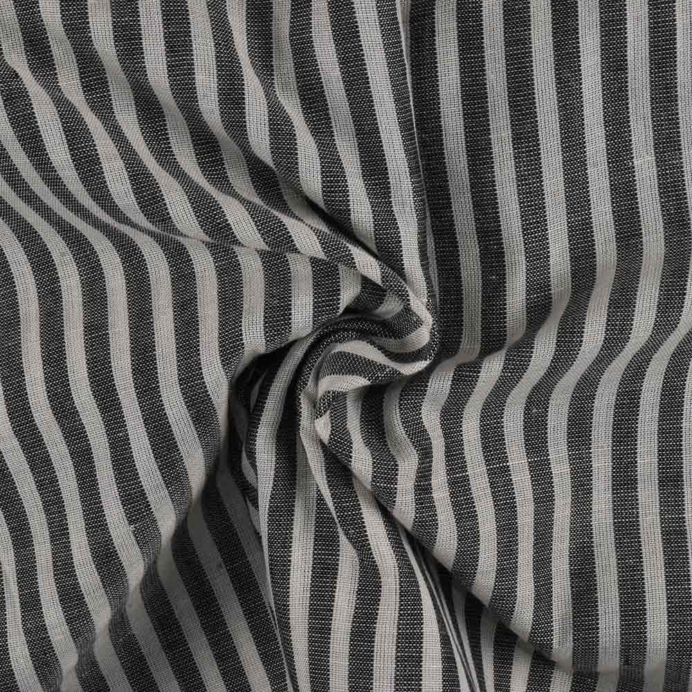 Stripe Black Matka Silk & Cotton Blend 105 GSM Handwoven Fabric