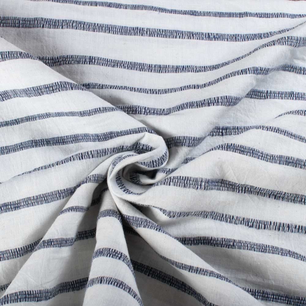 Khesh Recycled White & Purple Stripe 180 GSM Pure Cotton Handwoven Fabric