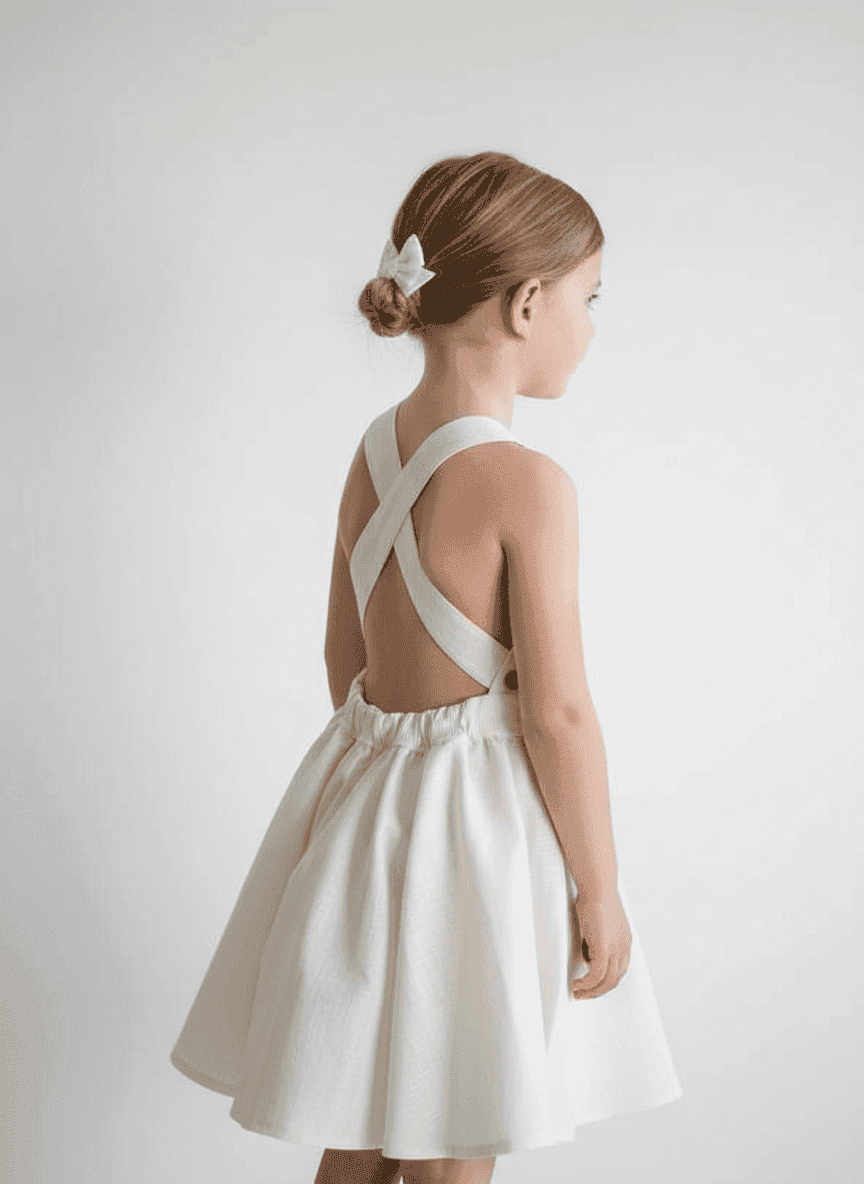 Criss Cross Back Knee Length Kid's Dress