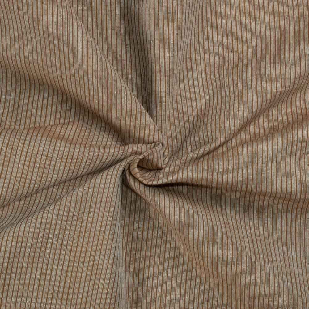 Stripe Cream Brown Pure Cotton 65 GSM Handwoven Fabric 04