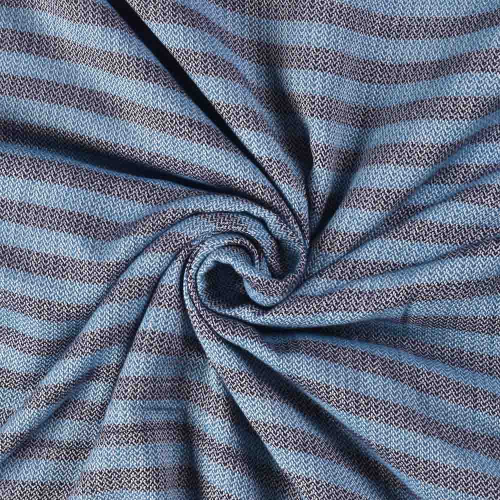 Herringbone Tweed Petrol Blue 100 GSM Pure Cotton Handwoven Fabric
