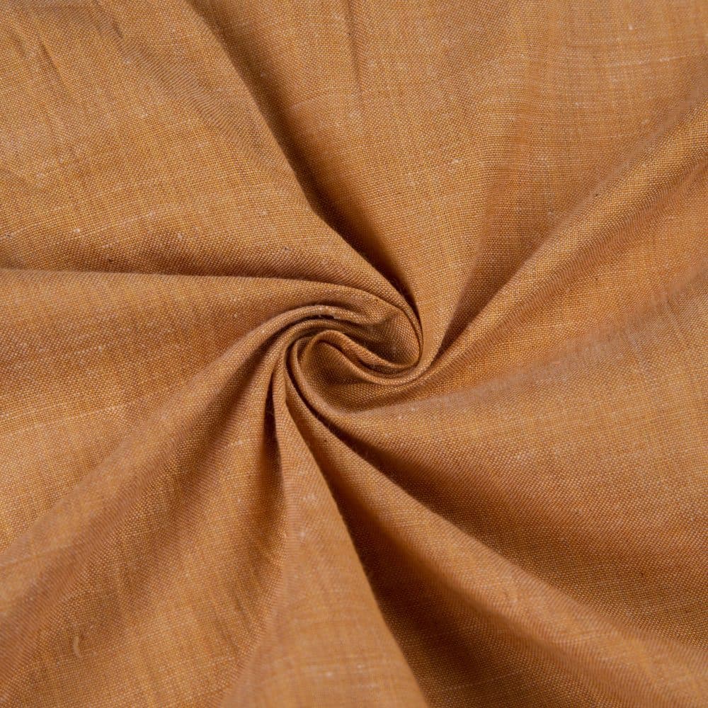 Chambray Yellow Khadi Cotton 92 GSM Handwoven Fabric