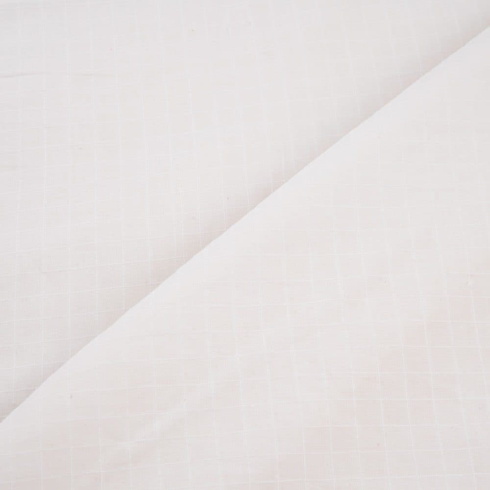 White Check Cotton 60 GSM Handwoven Fabric | Bleached White & Dyeable