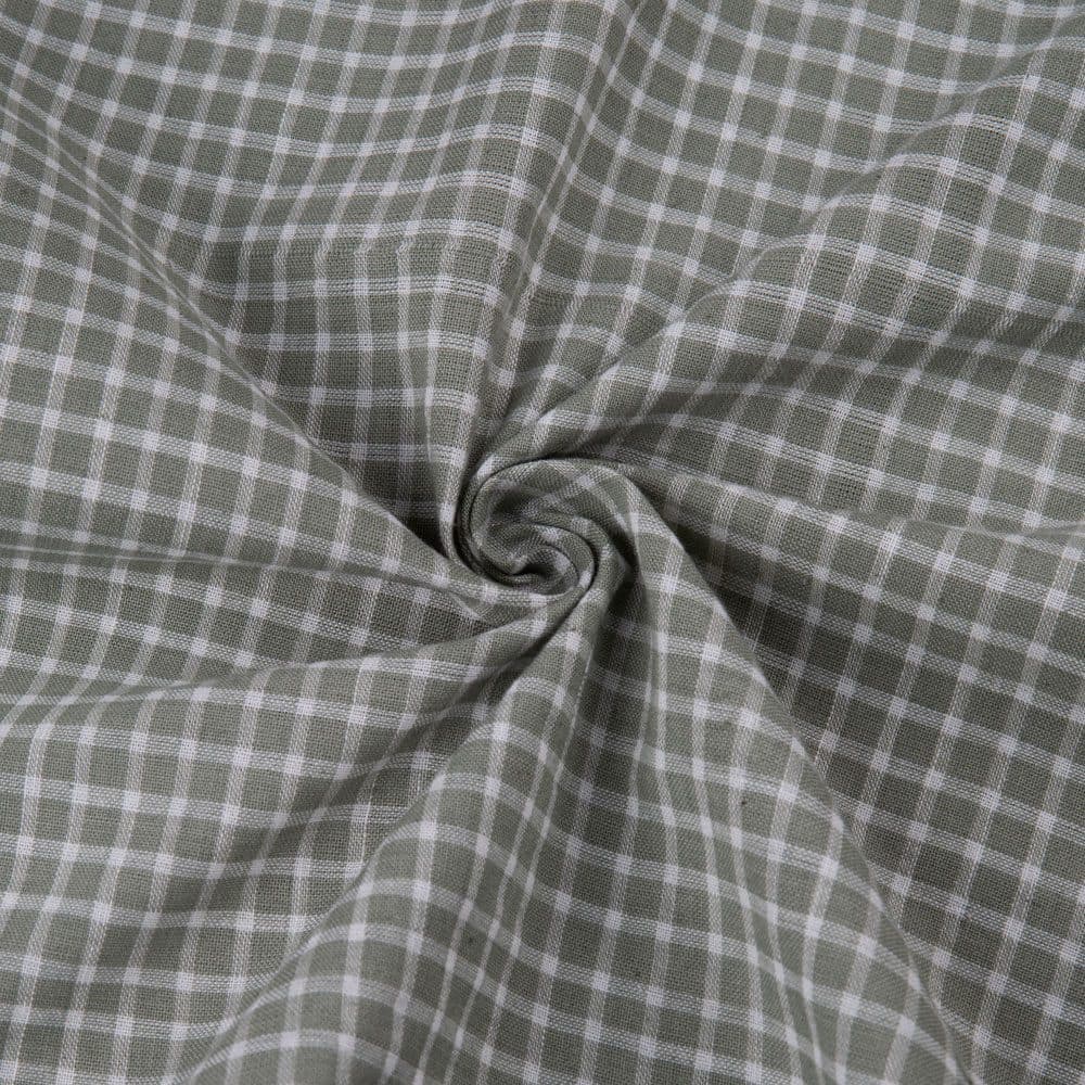 Check Grey & White Pure Cotton 101 GSM Handwoven Fabric