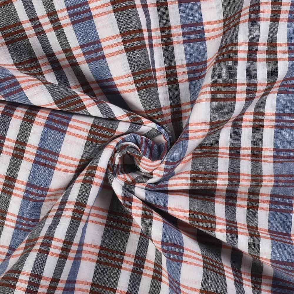 Check Multicolor Pure Cotton 98 GSM Handwoven Fabric 433