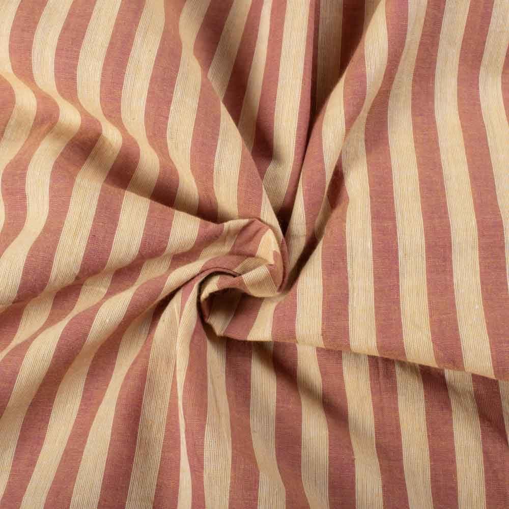 Stripe Yellow & Red Pure Cotton 70 GSM Handwoven Fabric