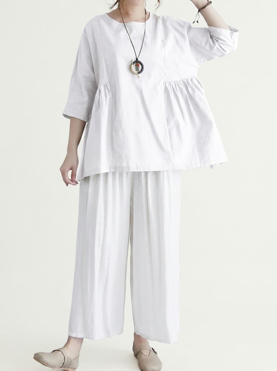 Side Gathers Long Top & Lose Pants Co-ord Set