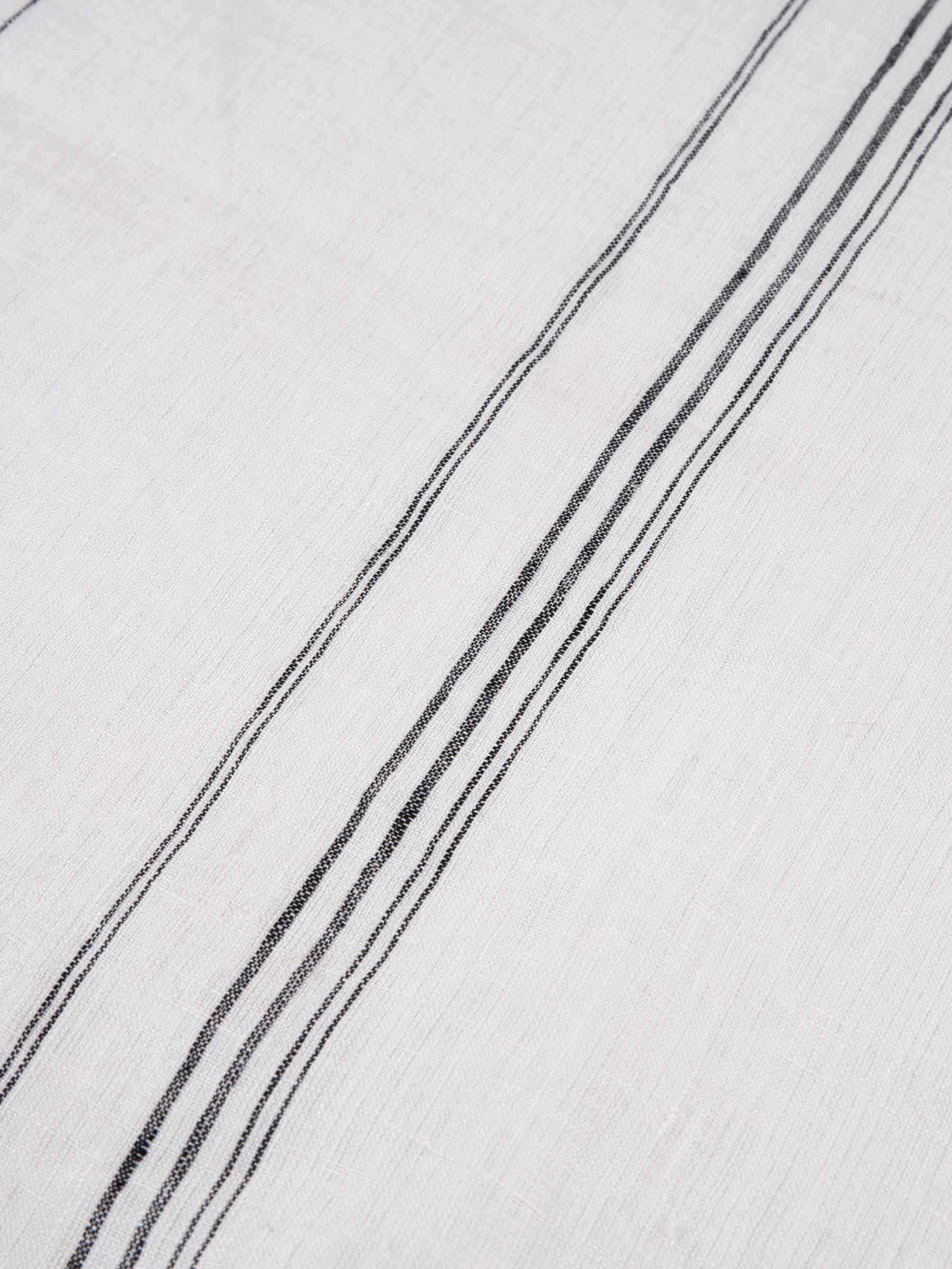 White & Black Striped Handwoven Pure Linen Placemat
