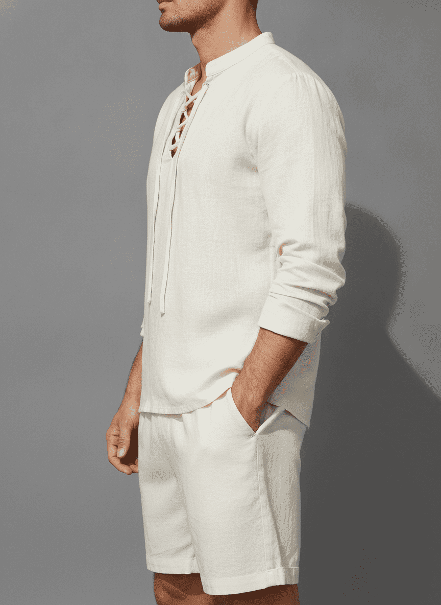 Criss Cross Tied Neck Full Sleeves Shirt
