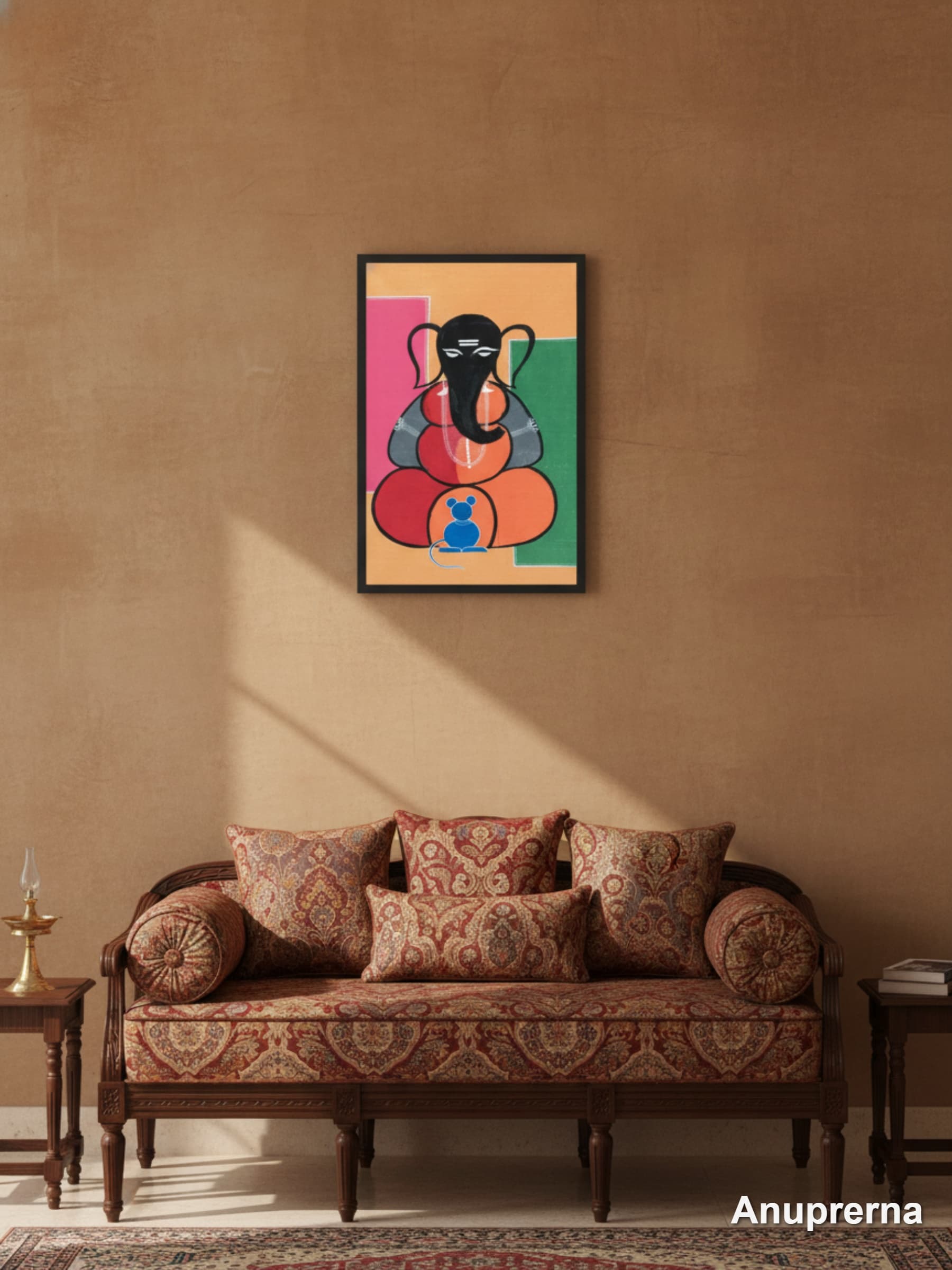 Lord Ganesha Geometric Pattachitra Wall Art Decor