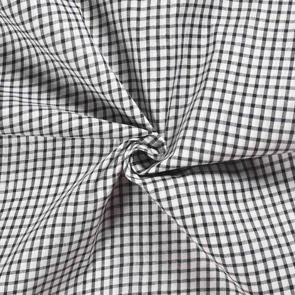 Check Black & White Pure Cotton 62 GSM Handwoven Fabric