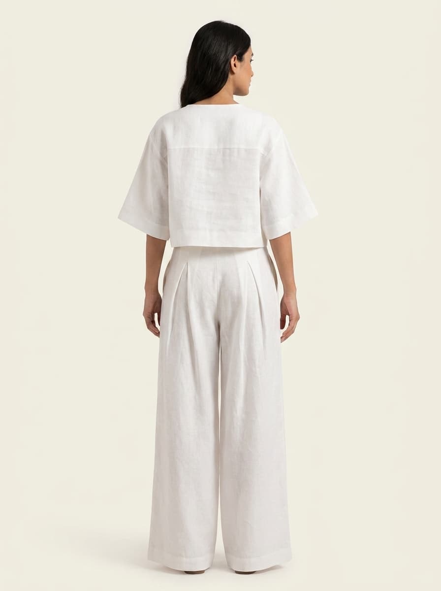 Split Sleeve Lose Cropped Top & Bottoms Co-ord Set